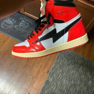 Red and Black High-Top Sneakers